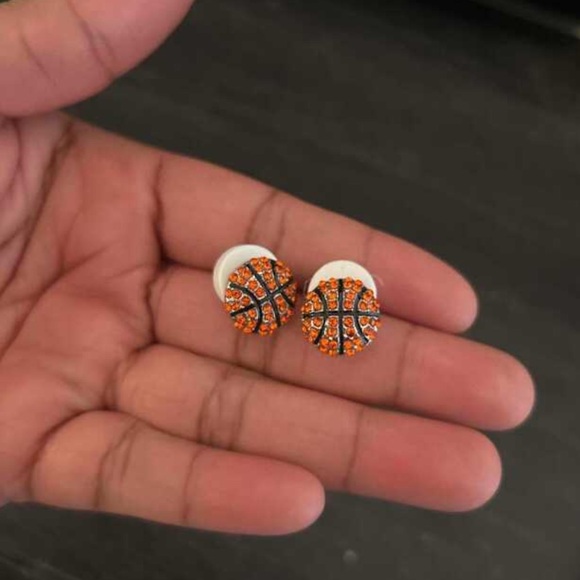 🏀 Basketball Rhinestone Earrings 🏀 - Picture 4 of 5